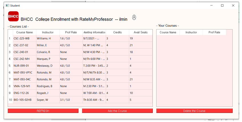 Course Registration with RateMyProfessor