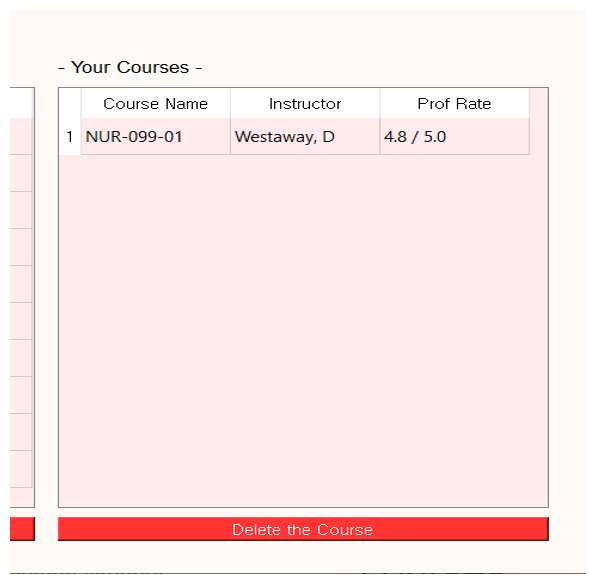 Course Registration with RateMyProfessor